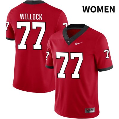 Women's Georgia Bulldogs NCAA #77 Devin Willock Nike Stitched Red NIL 2022 Authentic College Football Jersey TWE3154NC
